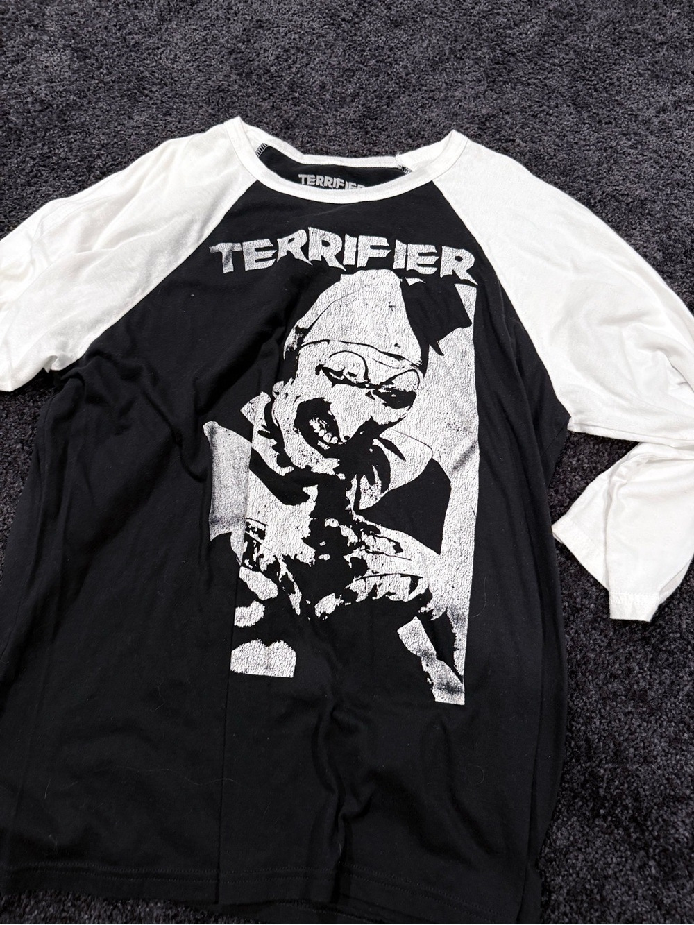 Women's Black & White Raglan Graphic Pajama Top